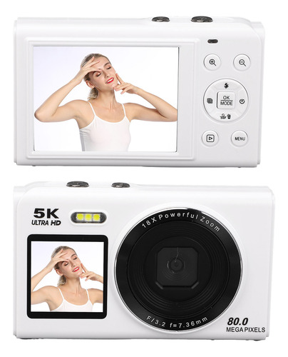 Cámara De Vídeo Digital 5k Con Doble Pantalla, 80 Mp, Uhd, 1