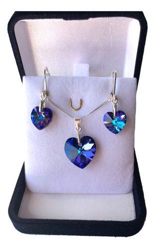 Joyas Fabricadas Con Cristal Swarov Elements Conjunto Plata