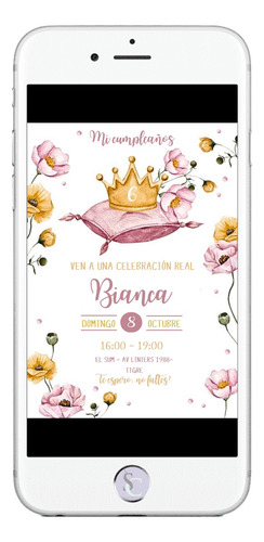 Invitación Cumpleaños Baby Shower Digital Reina Corona