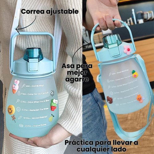 Botella Plástica Reutilizable Agua Motivacional 1200ml Niña