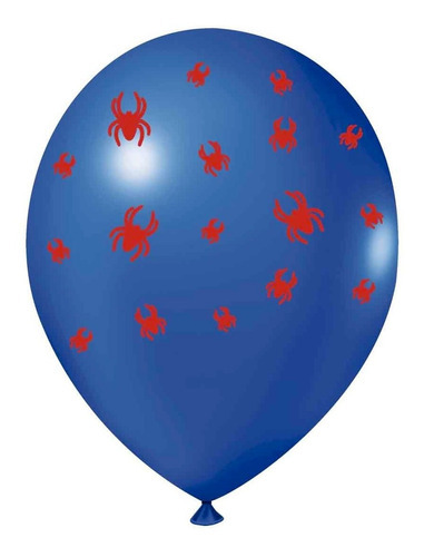 Bexiga Balões Tema Nº 9 Homem Aranha Azul Vermelho - 25 Unid