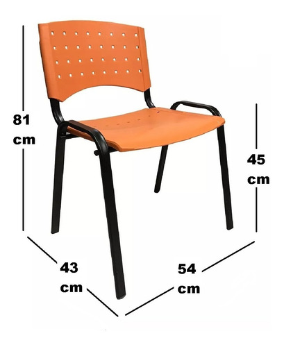 Imagen 4 de 9 de Silla Apilable Oficina Fija Plástica Caño Reforzado Cuotas