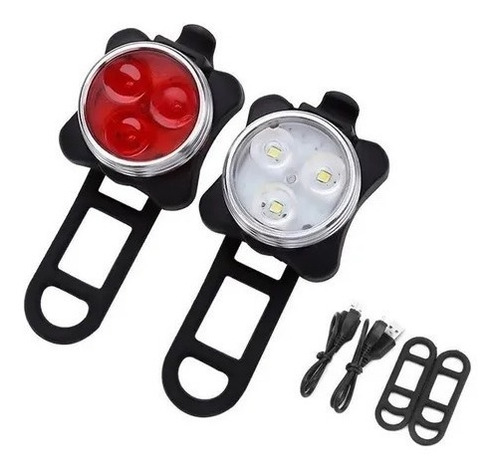 Set Luces Led Bicicleta Recargable Aluminio Blanca * Roja