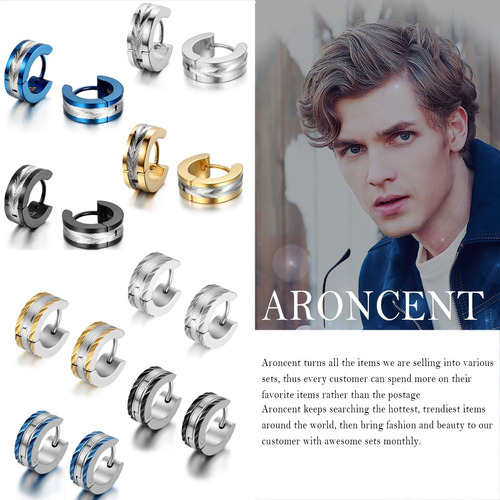 Aroncent Acero Inoxidable 3-8 Pares De Aretes De Aro Para Ho