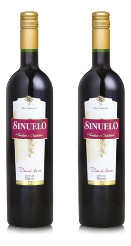 Vinho Sinuelo Tinto Bordô Suave Serra Gaúcha 2 Garrafas