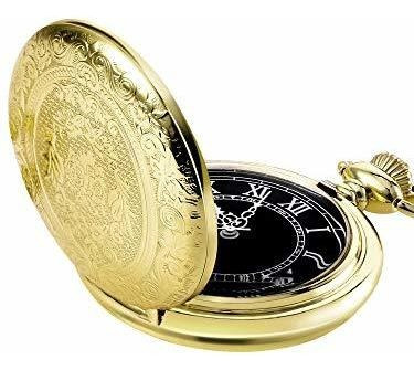 Reloj De Bolsillo De Cuarzo Para Hombres Con Esfera Negra.