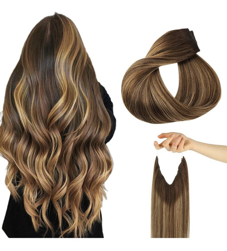 Extensiones De Cabello 100% Real 95gr 18in Chocolate Marrón