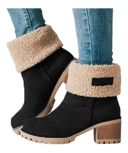 Botas De Nieve Cálidas Piel Para Mujer Botines Lana Cálidos