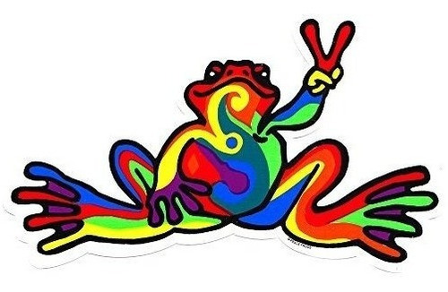 Ranas De La Paz Retro Frog Sticker Multicolor Small
