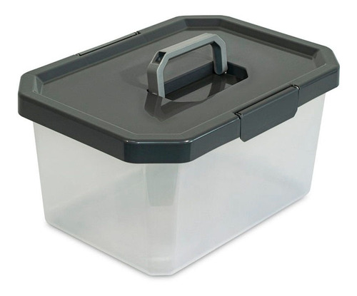 Caja Organizadora Estrabox Con Manija 16l Natural-gris