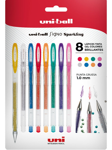 Lápices Gel Uniball Signo-120 X8 Colores Brillantes