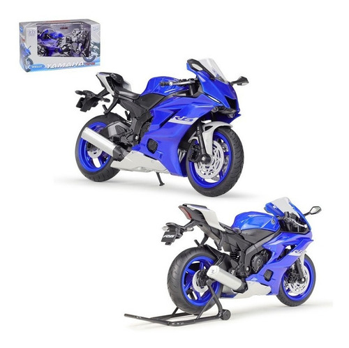 Yamaha R6 1:12 Miniatura Metal Moto Con Soporte De Pie