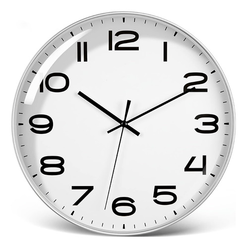 Reloj De Pared Analógico De 10 Pulgadas, Color Blanco, Silen