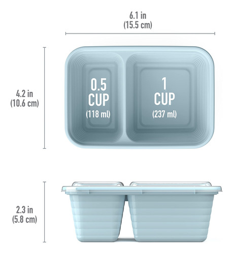 Contenedores For Refrigerios De 2 Compartimentos Con Tapas