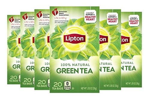 Lipton Té Verde 100% Natural, 20 Unidades (paquete De 6)