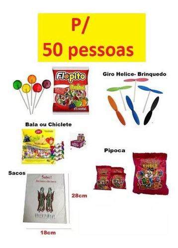 Kit Doces Cosme E Damião Simples Para 50 Pessoas + Brinquedo