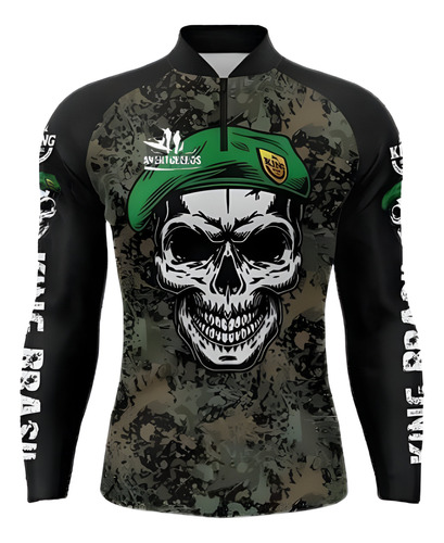 Remera Boina Verde Calavera Proteccion Uv Airsoft Pesca