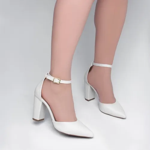 Sand lia Scarpin Salto Quadrado Off White Noiva Confort vel