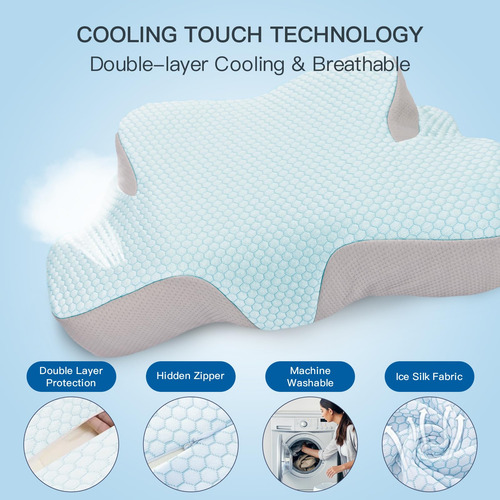 Almofada De Pescoço Feelikey Memory Foam Cooling Cervical Bl