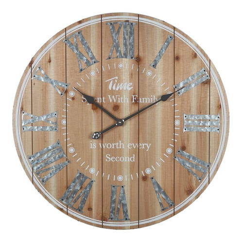 Reloj De Pared Mdf D68x4.5cm Plata Rustico