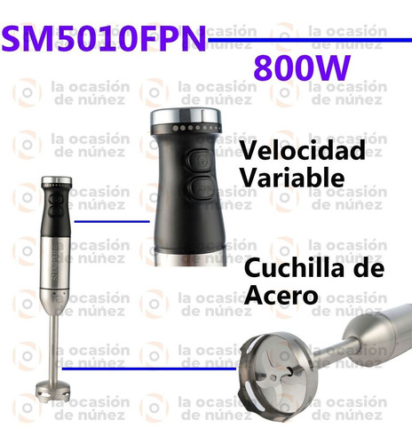 Imagen 2 de 7 de Licuadora De Mano Smartlife 800w Batidora Mixer Vaso Picador