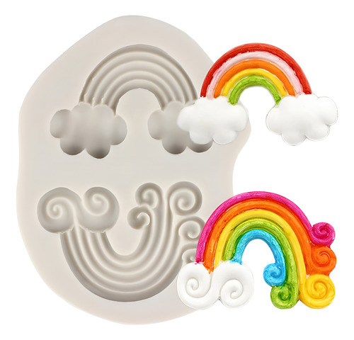 Molde Silicona Arcoíris Y Nubes Repostería Porcelana Fondant Sin Eleccion