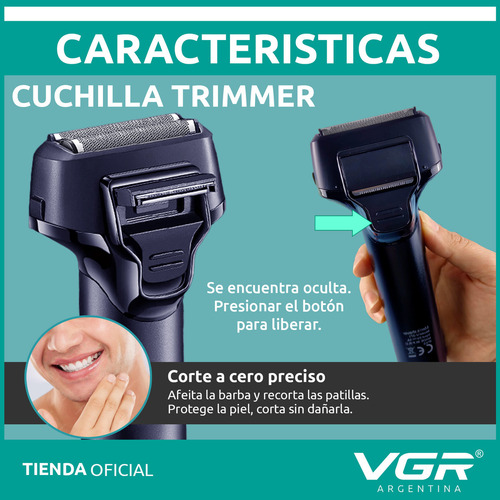 Repuesto Cuchilla Afeitadora Eléctrica Vgr V-370 Patillera Color Verde
