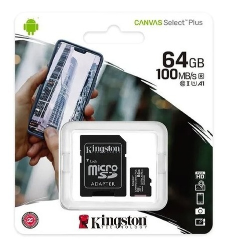 Memoria Kingston Sdcs2  Canvas Select Con Adaptador Sd 64gb