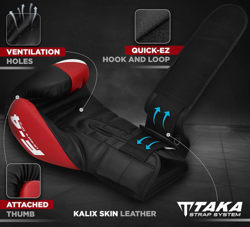 Guantes Boxeo Rdx 16oz Maya Hide Sparring Negro/rojo