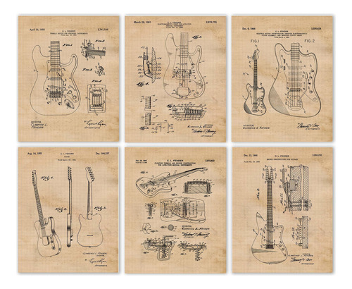 Guitarras Electricas Vintage Impresiones De Patentes, 6 (8x1