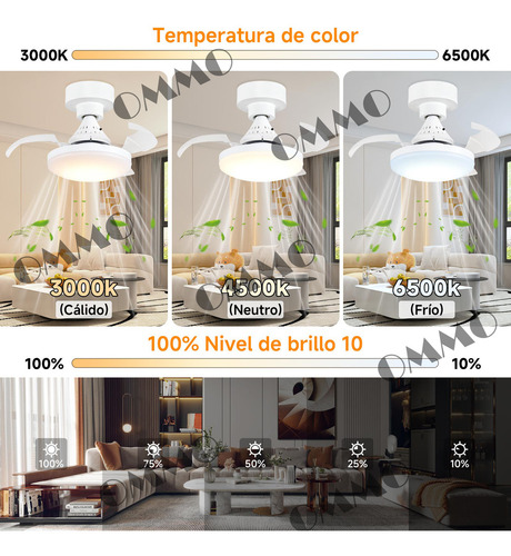 Ventilador Inteligente Luz Retráctil Plegable Ventilador con luz control con app y control 3 tipos luz y 4 velacidades ahorra espacio
