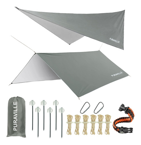 Puraville Rain Fly - Lona De Campamento De 1 10x13.1 Ft Tdac