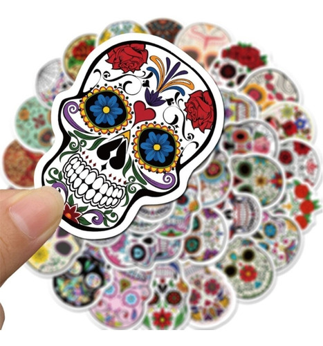 50 Pegatinas Calcomanías Stickers Calcas México Calavera