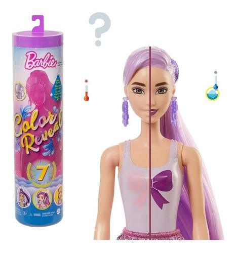 Barbie Color Reveal Serie Glitter Muñeca 7 Sorpresas Mattel 