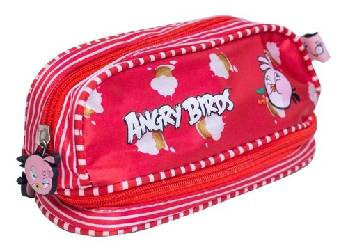 Estojo De Lápis 2 Repartições Angry Birds Cupcake Vermelho Liso