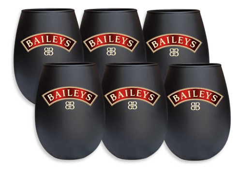 Vaso De Vidrio Negro Diseño Baileys 330ml Licores Caja X6