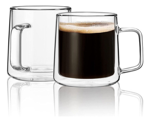 Cnglass 10oz Coffee Mug Set, Double Wall, 2pcs