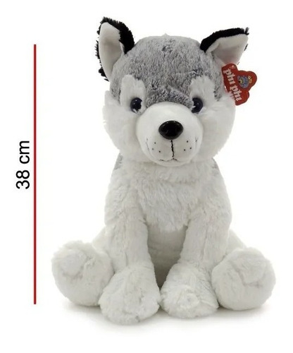 Peluche Perro Perrito Siberiano Suave 38cm Sentado En Mca