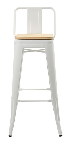Pack 4 Piso Taburete Tolix Metal C/respaldo Asiento Madera W