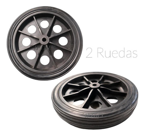 Set 2 Ruedas Para Carro Yegua 7 Pulgadas 18 Cm Maciza Negro