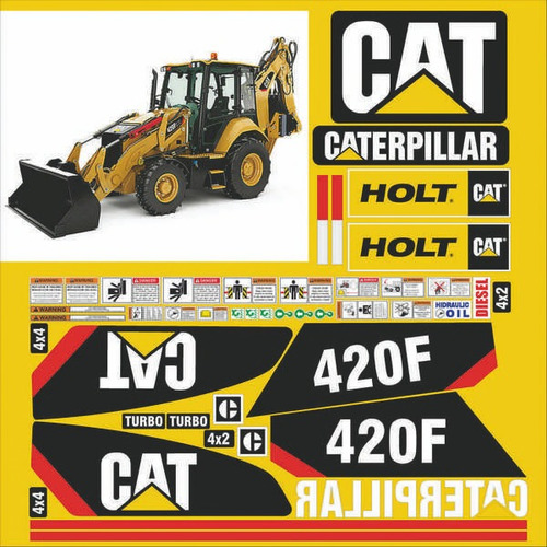 Calcomanías Caterpillar 420f Con Preventivos Originales