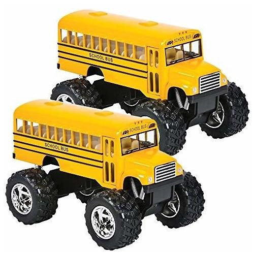  Set 2 Autobuses Escolares Amarillos Con Ruedas De Monstruo 