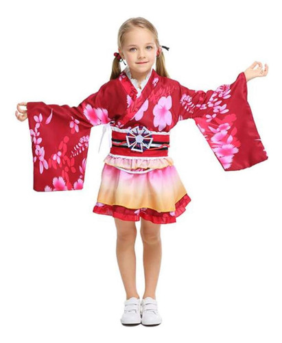 Znl Niñas Anime Cosplay Disfraz Niños Japonés Lolita Kimono 