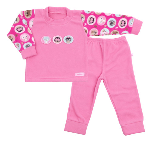 Pijama Infantil Soft Azul Pink Be Little Inverno 