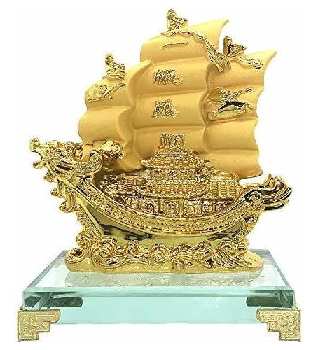 Feng Shui Gold Dragon Velero Barco Estatua Decoración ...