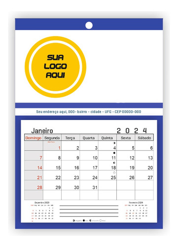 Calendário De Parede Personalizado - 100 Unidades