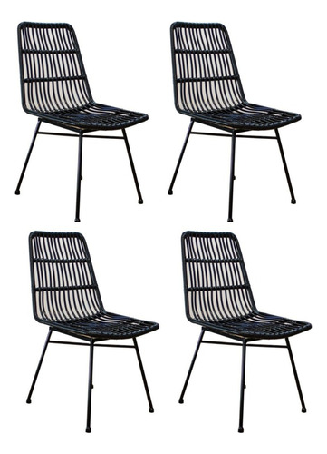 Silla De Jardín Exterior Rattan Sintético Metal - Nairobi X4