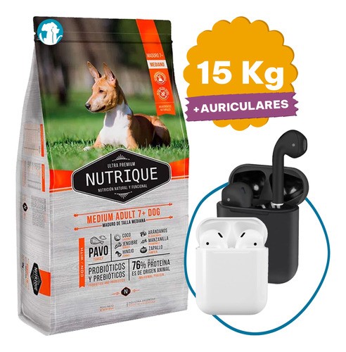 Alimento Perro Senior +7 Nutrique Raza Mediana 12 K + Regalo