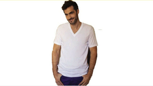 Camiseta Tres Ases Manga Corta Escote En V 100% Algodón