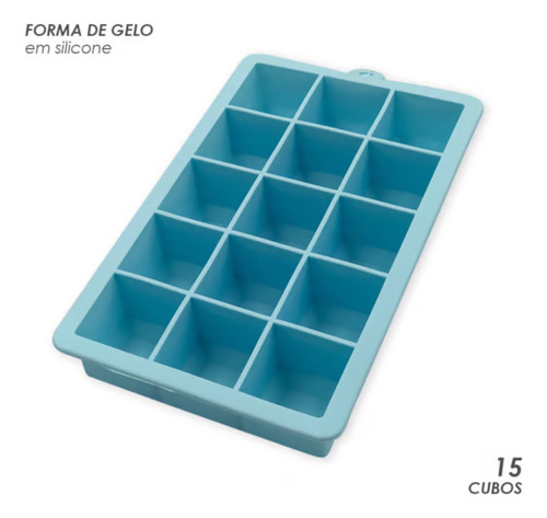 Forma De Gelo Em Silicone Com 15 Cubos 3cm Grande P/ Freezer